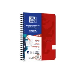 Notesbog Oxford TOUCH A5+ rød linieret 90g - 5 stk