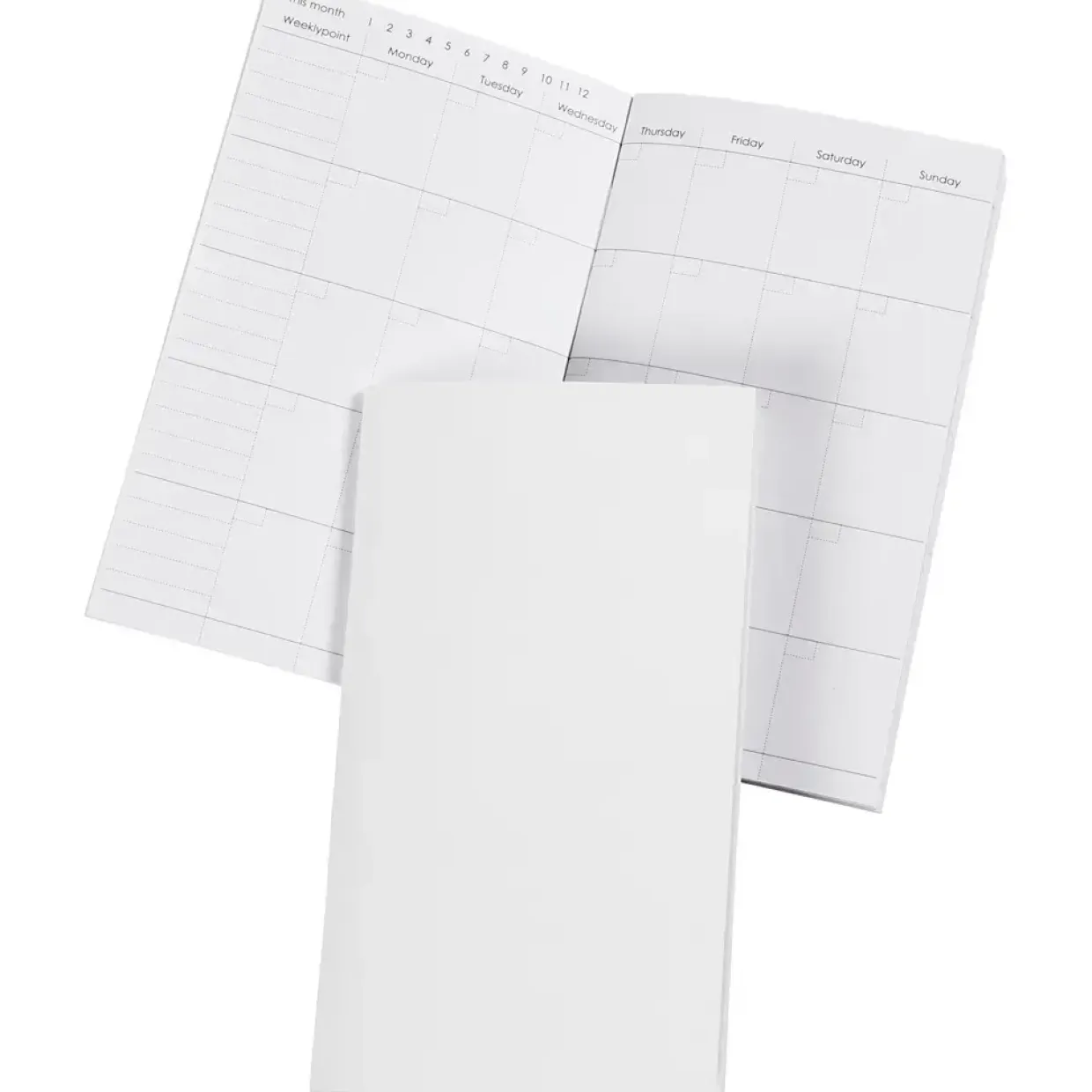 Notesbog, str. 9,5x16,6 cm, 100 g, hvid, evighedskalender, 1stk., 34 sider