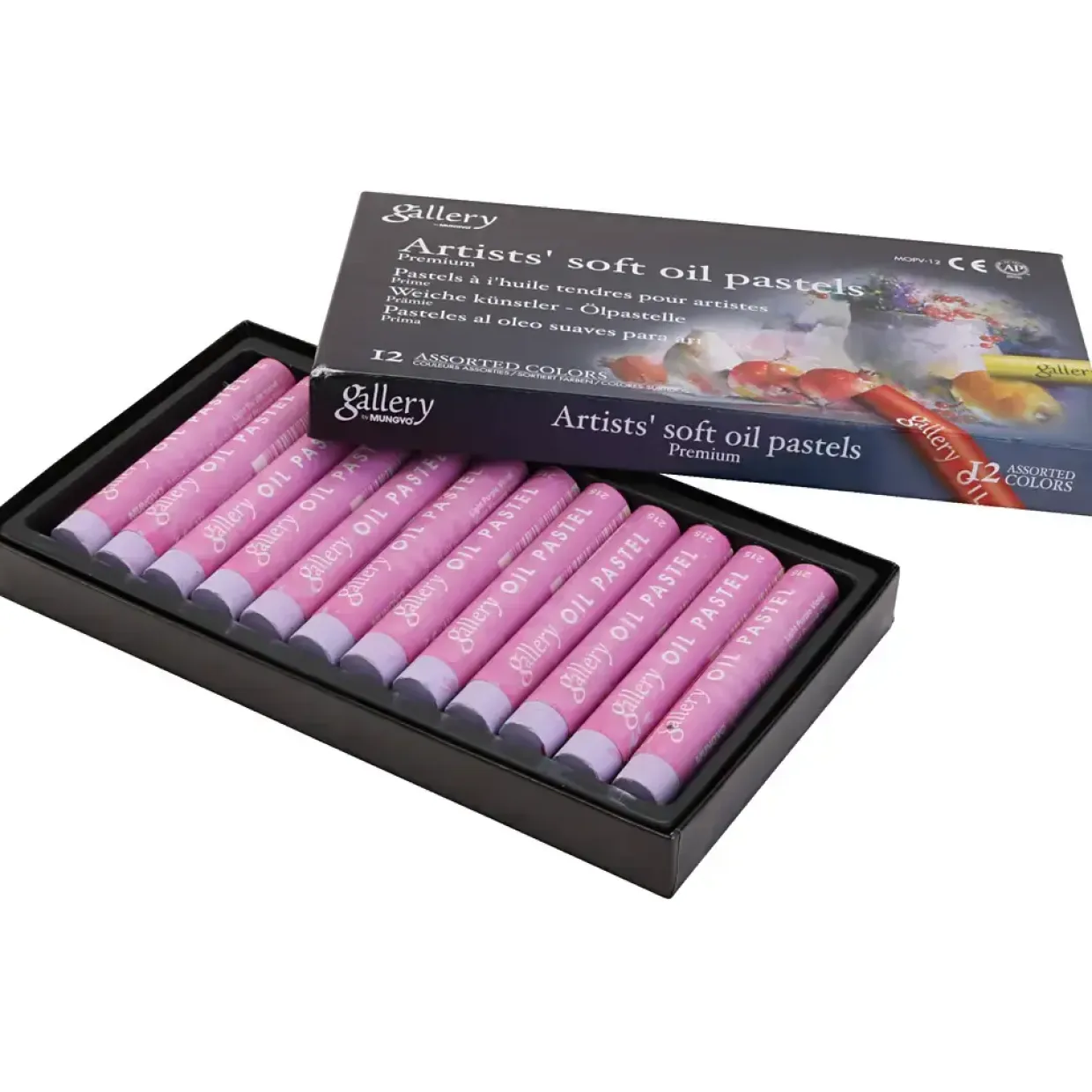 Oliepastelkridt Gallery L: 7 cm diam. 11 mm lys lilla - 12 stk pr pakke