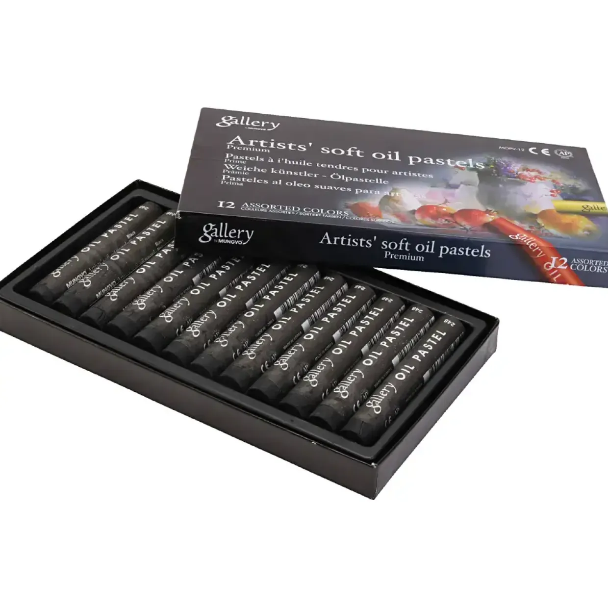 Oliepastelkridt Gallery L: 7 cm diam. 11 mm sort 12 stk pr pakke