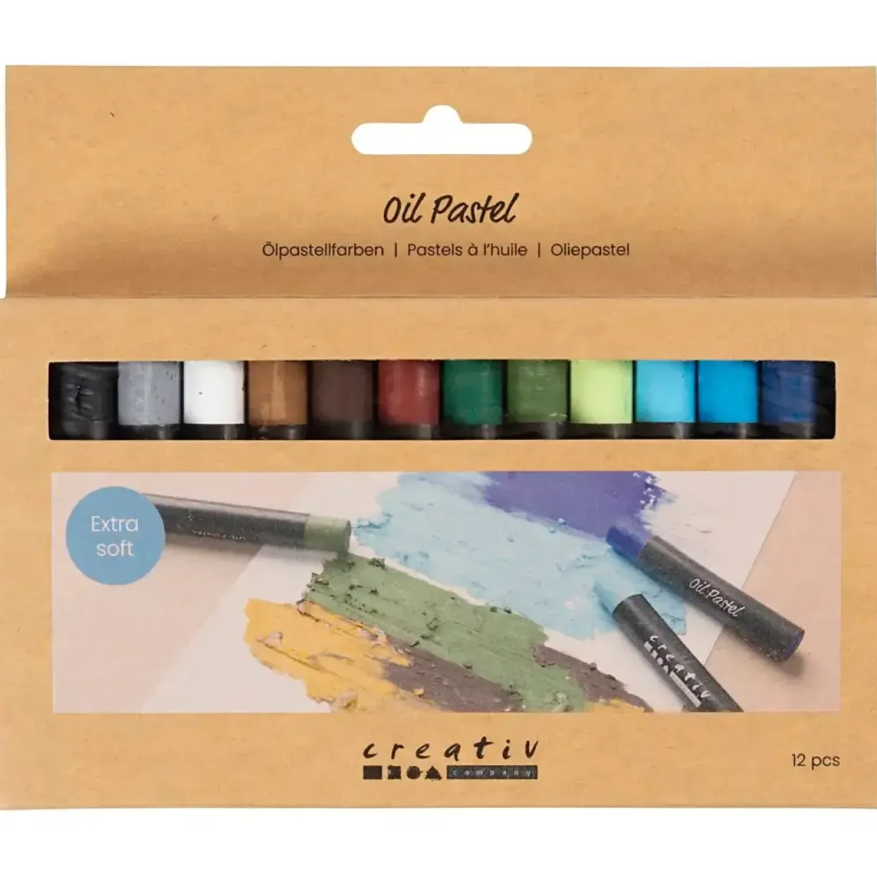 Oliepastel | L: 7 cm, tykkelse 11 mm, Naturfarver | 12 stk./ 1 pk.