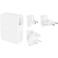 Oplader, Belkin 140W 4-ports USB GaN Wall Charger with UK, EU, US plug tips - Køb minimum 6 stk.