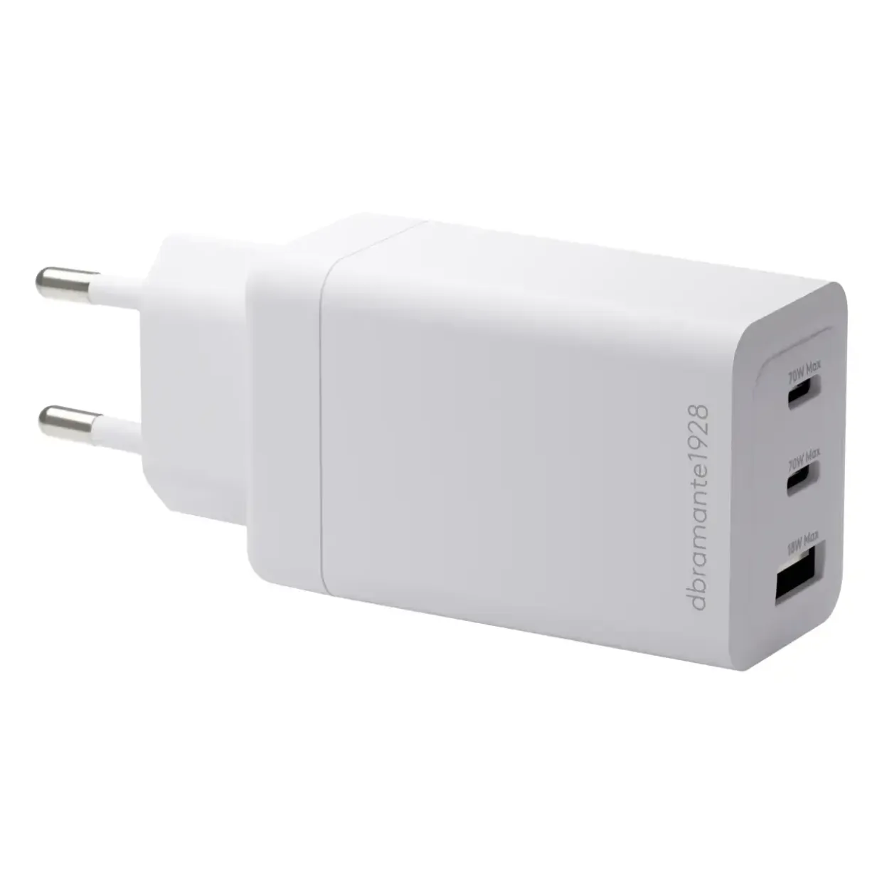 Oplader, Dbramante1928, IT - EU W. Charger - 2xUSB-C 70W + 1xUSB-A - Hvid