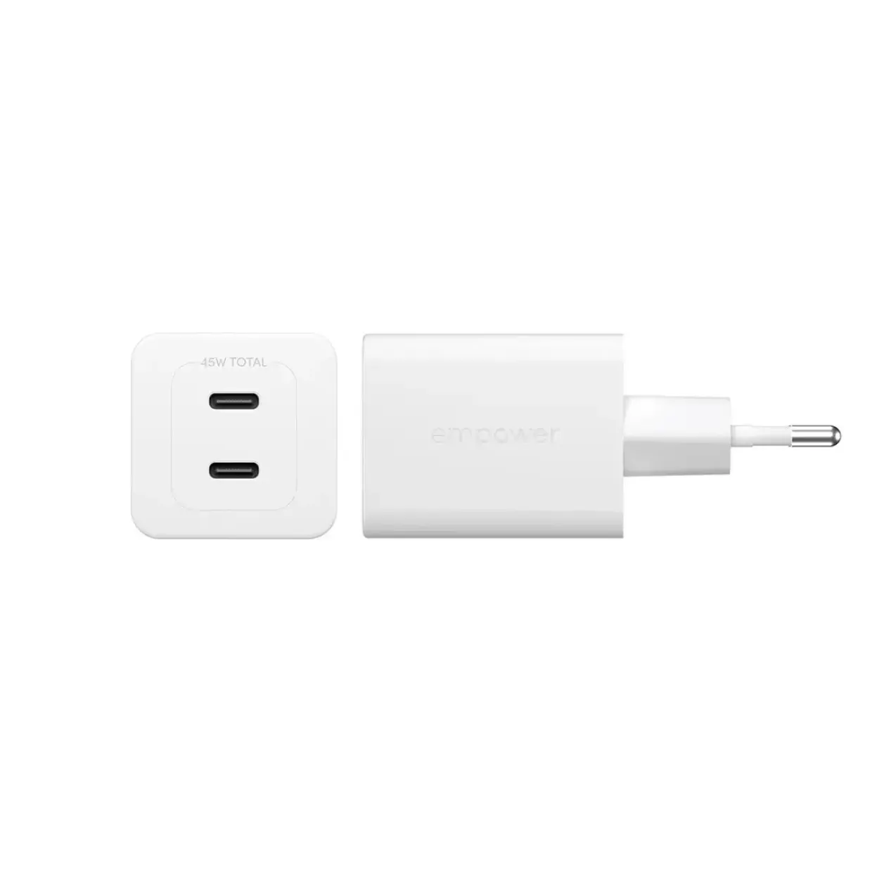 Oplader, Empower by PanzerGlass, Turbo, 45W, 2x USB-C, EU stik, Hvid