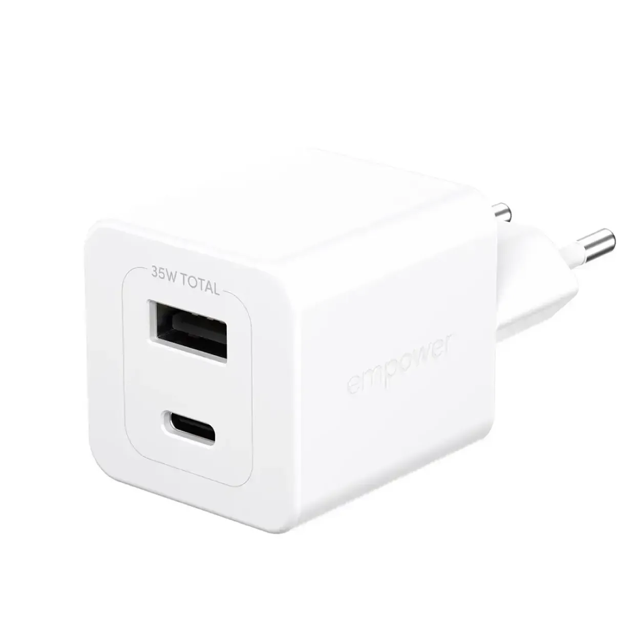 Oplader, Empower by PanzerGlass, Turbo, 35W, USB-C + USB-A, EU stik, Hvid