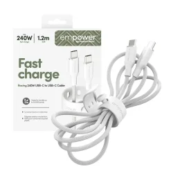 Opladerkabel, Empower by PanzerGlass, Racing, 240W, USB-C to USB-C, 1.2M, Hvid