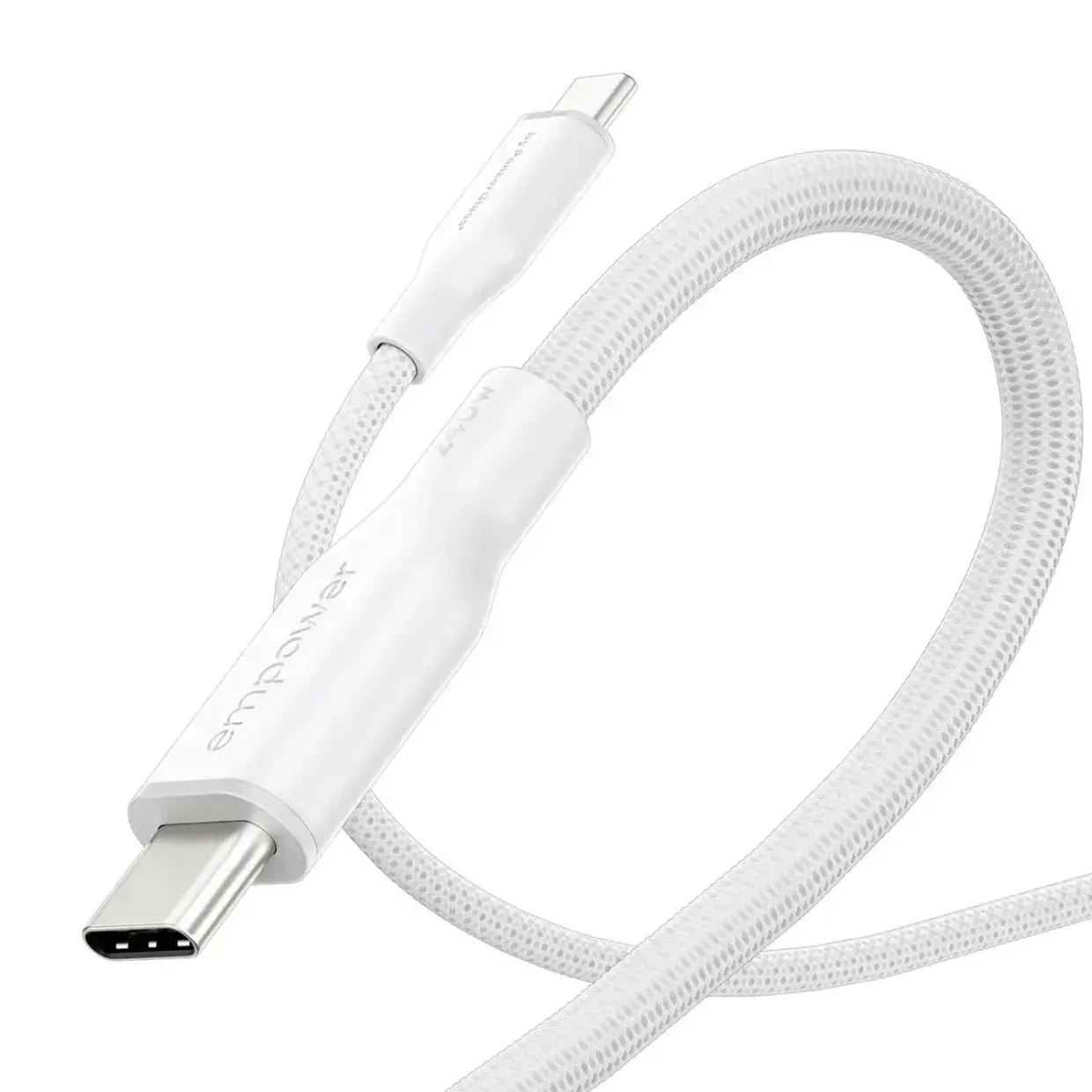 Opladerkabel, Empower by PanzerGlass, Racing, 240W, USB-C to USB-C, 2M, Hvid