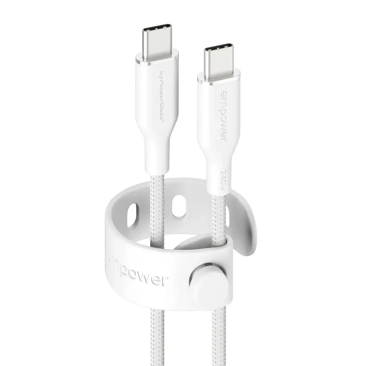 Opladerkabel, Empower by PanzerGlass, Racing, 240W, USB-C to USB-C, 2M, Hvid