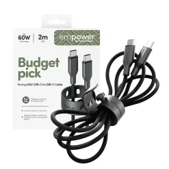 Opladerkabel, Empower by PanzerGlass, Racing, 60W, USB-C to USB-C, 2M, Sort