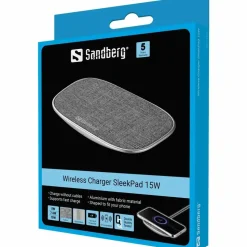 Oplader, Sandberg Wireless Charger Deck 15W, grå