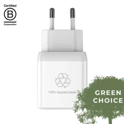 Oplader USB-C GaN hvid Upström CIRKULÄR 35W Dual