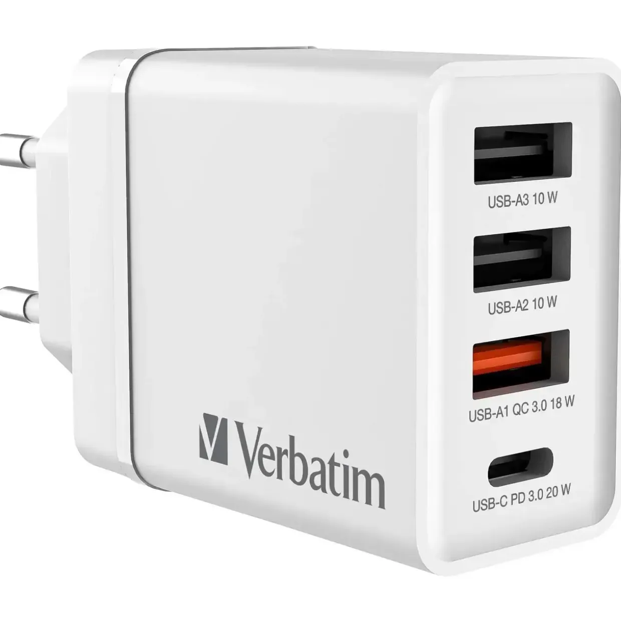 Oplader - Verbatim - CHR-30EU2 - 4-port - USB-C - Hvid