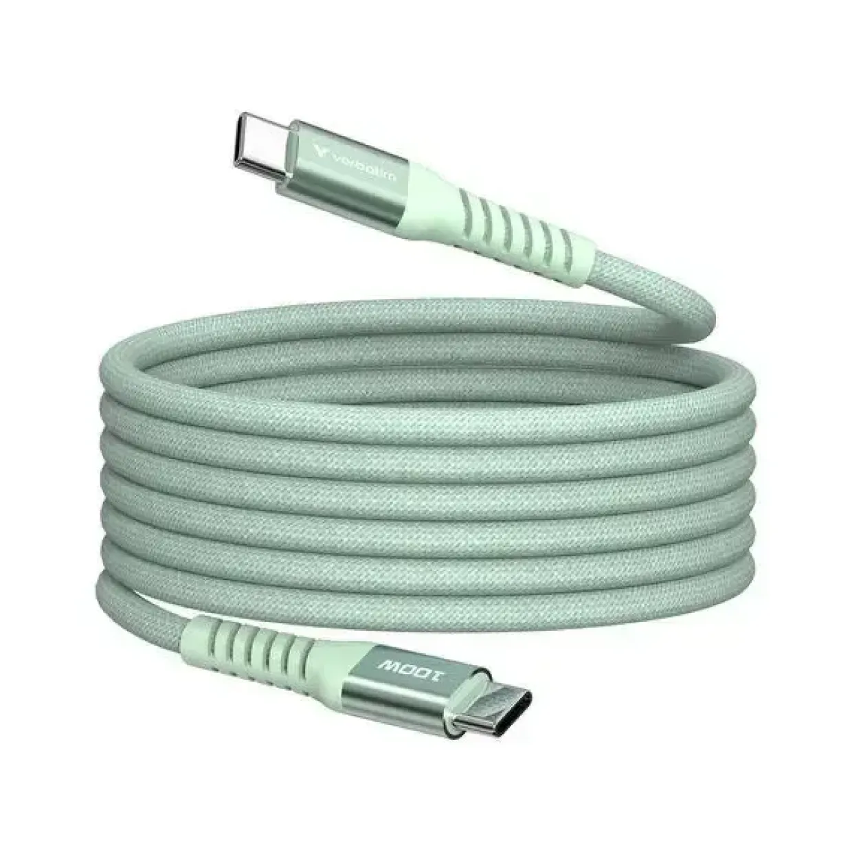Oplader - Verbatim - Sync N Charge - USB C-USB C - 100W - Magnetisk - 1.2m - Grøn