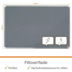 Opslagstavle Nobo Premium Plus ECO filt - 90x60cm - grå