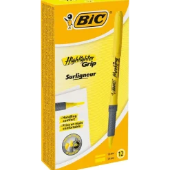 Overstregningstusch BIC Brite Liner Grip gul - Køb minimum 12 stk.