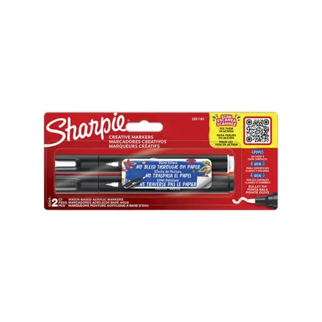 Paintmarker Sharpie Creative kuglespids acrylic 2pk sort & hvid