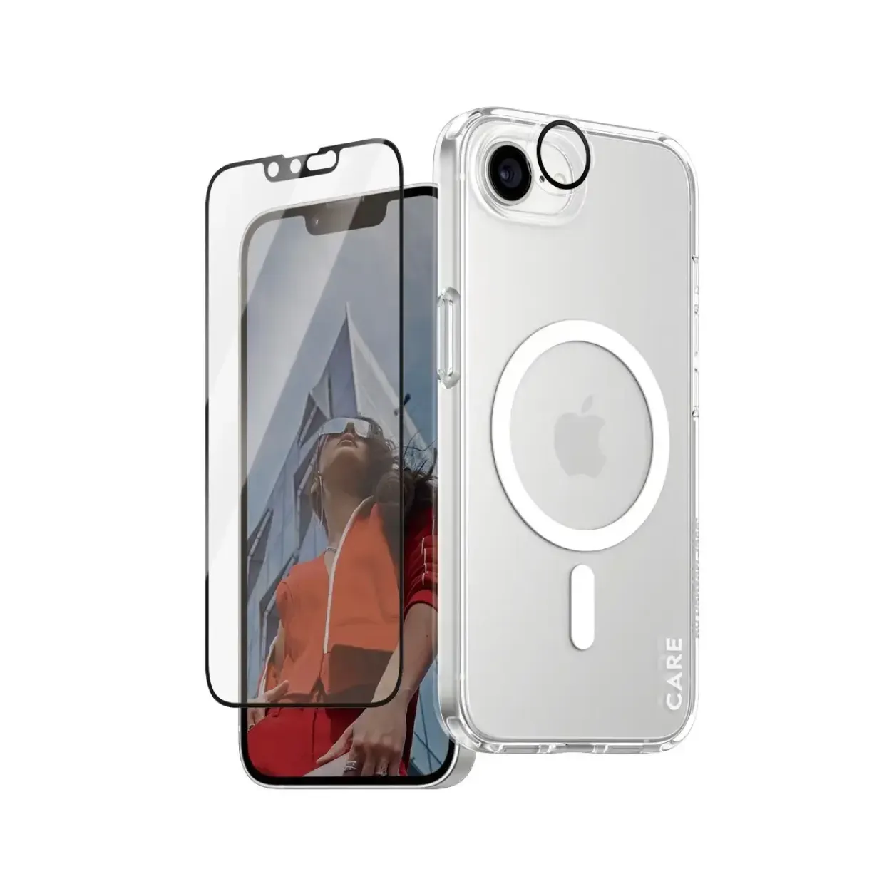 PanzerGlass CARE iPhone 16e Flagship 3-in-1 Bundle - skærmbeskyttelse + cover klar