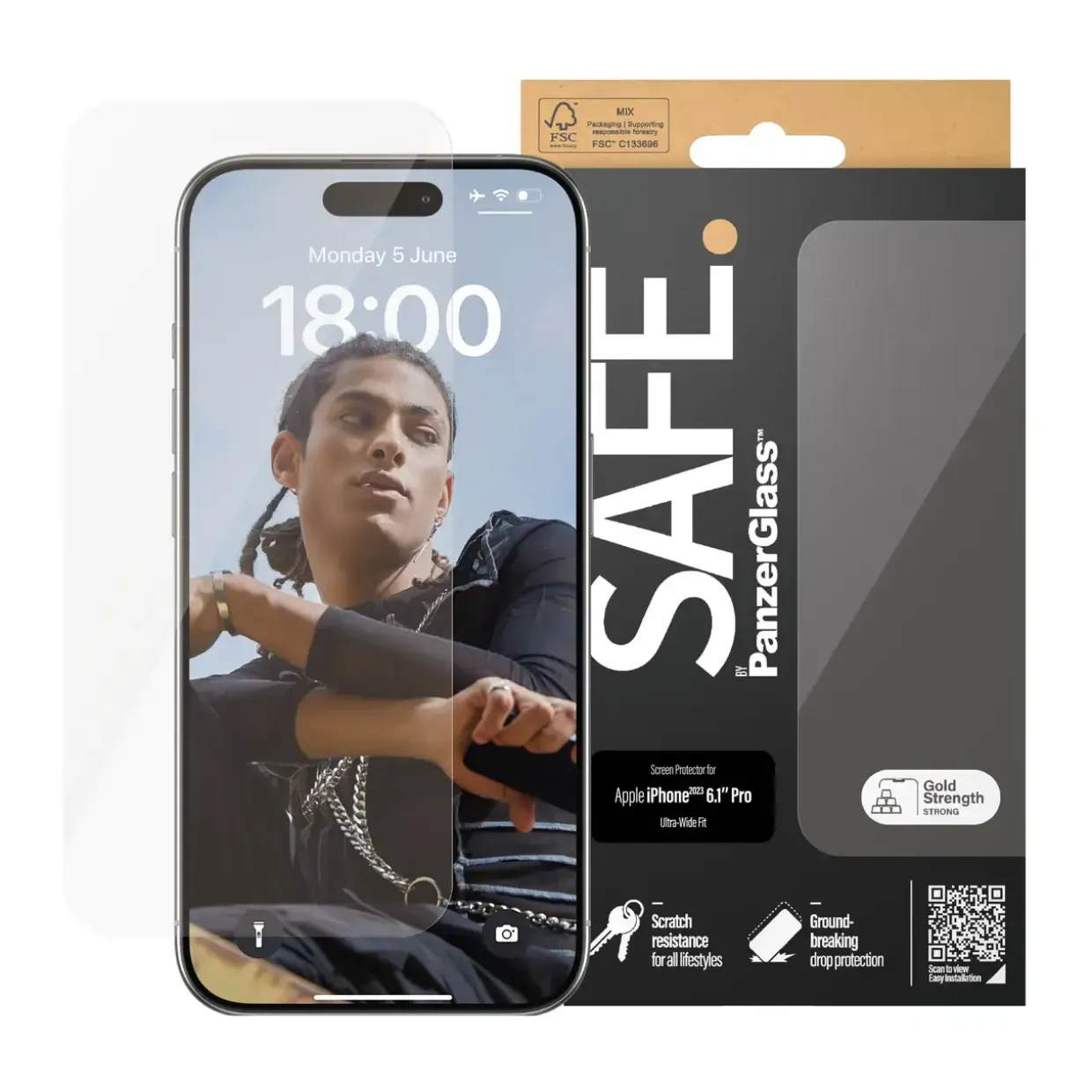PanzerGlass SAFE. Screen Protector iPhone 15 Pro Ultra-Wide Fit
