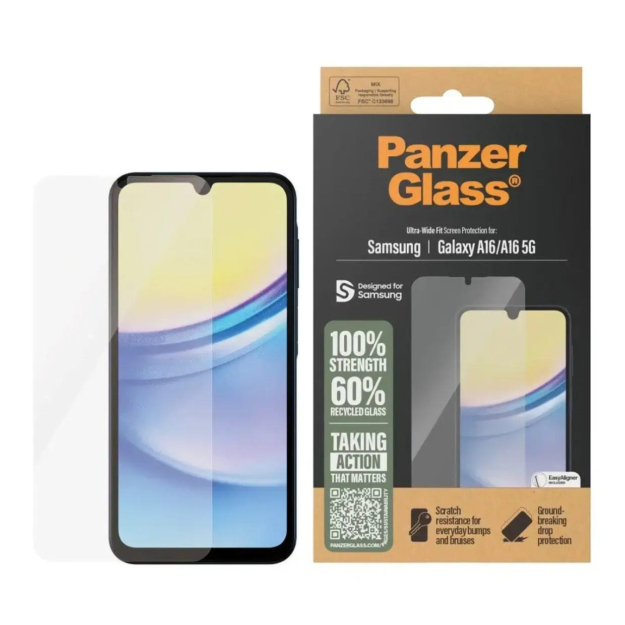 PanzerGlass Screen Protector Samsung Galaxy A16, A16 5G UWF