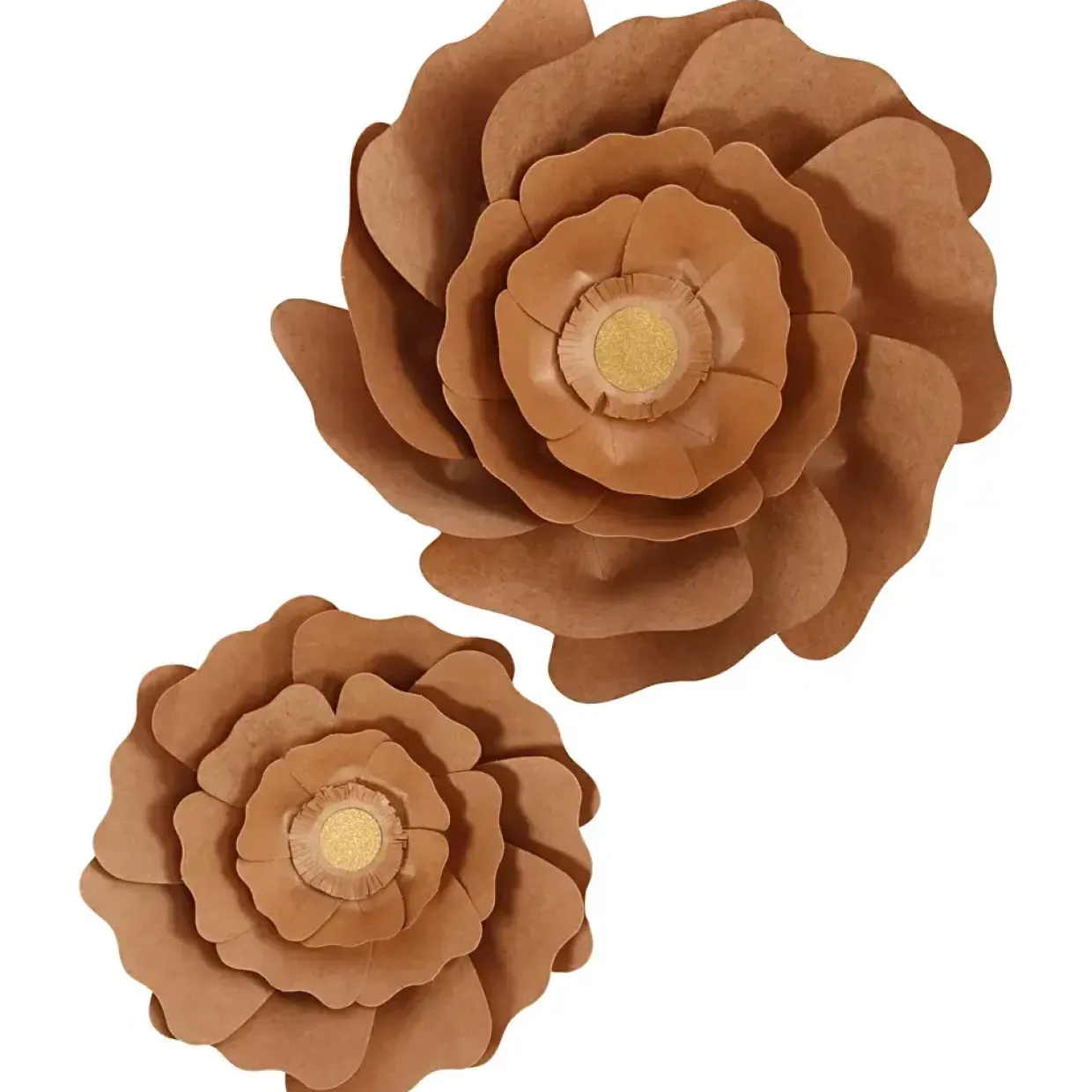 Papirblomster, natur, diam. 15+25 cm, 2stk.