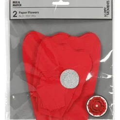 Papirblomster, rød, diam. 15+25 cm, 230 g, 2stk.