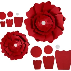 Papirblomster, rød, diam. 15+25 cm, 230 g, 2stk.