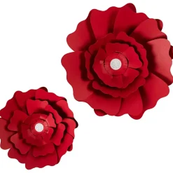 Papirblomster, rød, diam. 15+25 cm, 230 g, 2stk.