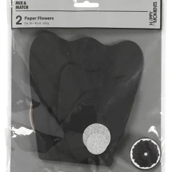 Papirblomster sort diam. 15+25 cm 230 g - 2 stk