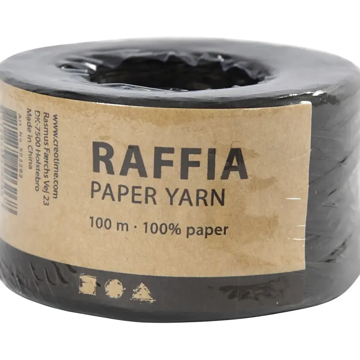 Papirgarn Raffia - B: 7-8 mm sort - 100m