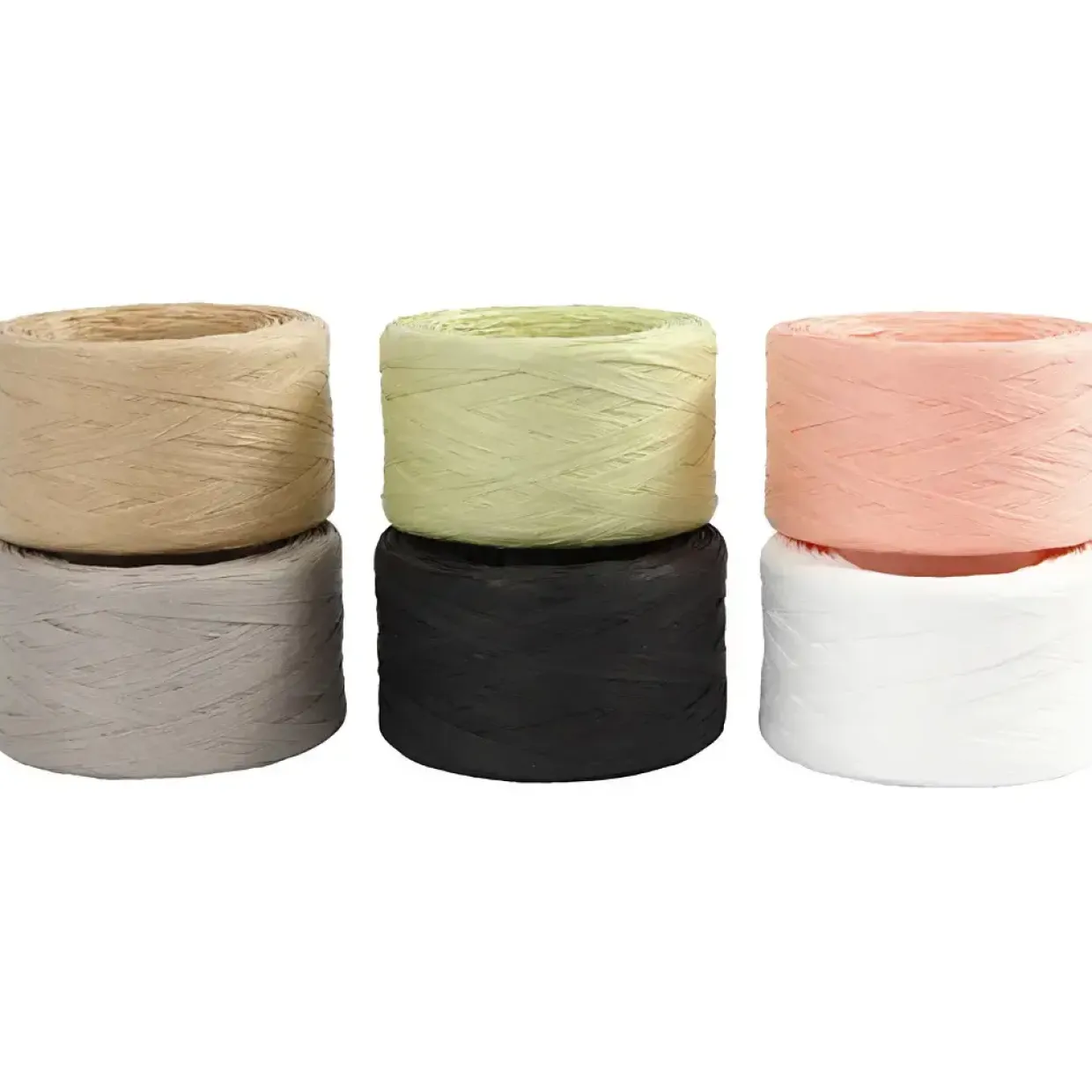 Papirgarn Raffia - 7-8mm - Ass. Farver - 100m - 6 ruller