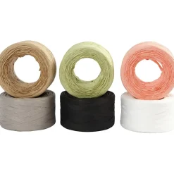 Papirgarn Raffia - 7-8mm - Ass. Farver - 100m - 6 ruller