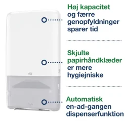 Papirhåndklæde dispenser, Tork 552504, H5 Peakserve Automatic hvid 379mmx645mm, 1 stk