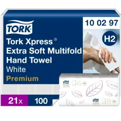 Papirhåndklæde Tork 100297 H2 Xpress Premium Extra Soft - 21 pakker