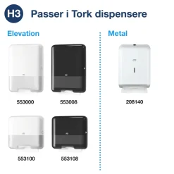 Papirhåndklæde Tork 290163 Soft H3 Advanced Zig-Zag - 15 pakker