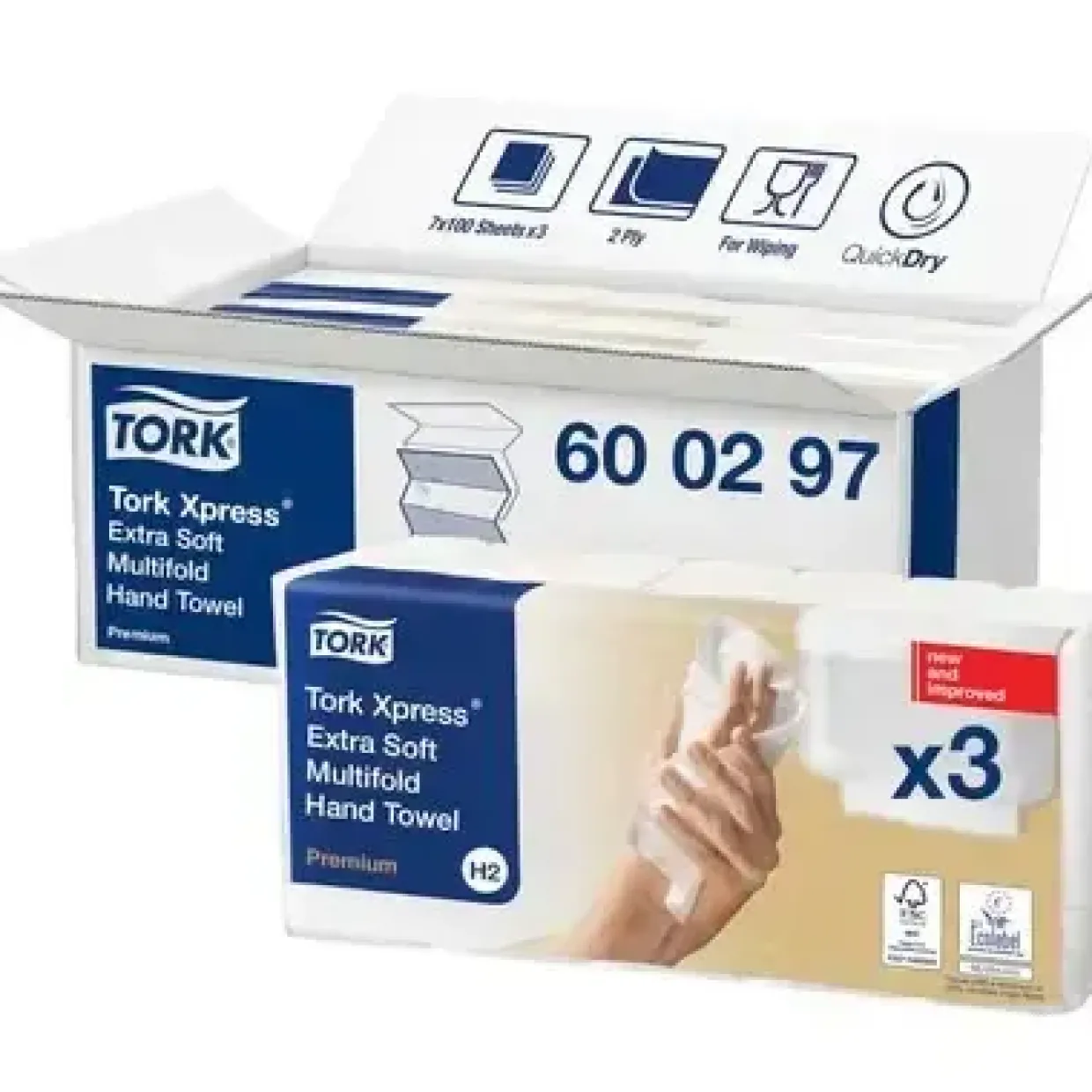 Papirhåndklæde Tork 600297 Xpress® Extra Soft Multifold Premium C&C - 2100 ark