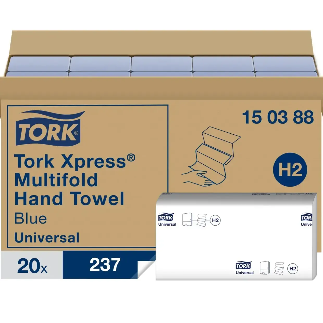 Papirhåndklæde Tork 150388 Xpress H2 blå m-fold 4740 Ark