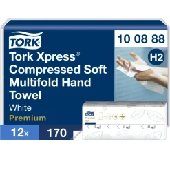 Papirhåndklæde - Tork 100888 Xpress H2 Soft - 2-lags - Komprimeret - 2040 ark