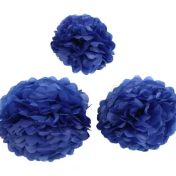 Papirpomponer diameter 20 + 24 + 30 cm 16 gram mørk blå | 3 stk.