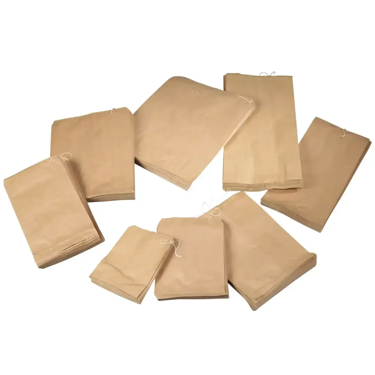Papirpose med sidefals 3 kg brun 50 gram - 180/90 x 370 mm - 500 stk