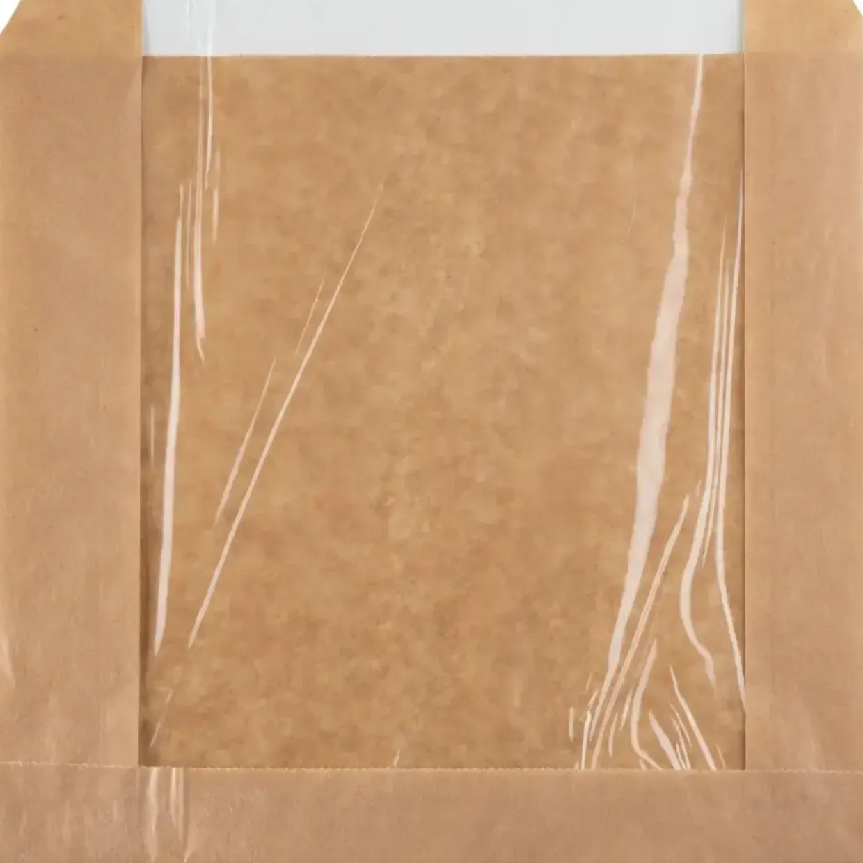Papirspose med rude PE 215x210mm 32+10 g-m2 brun 140 mm - 1000 stk