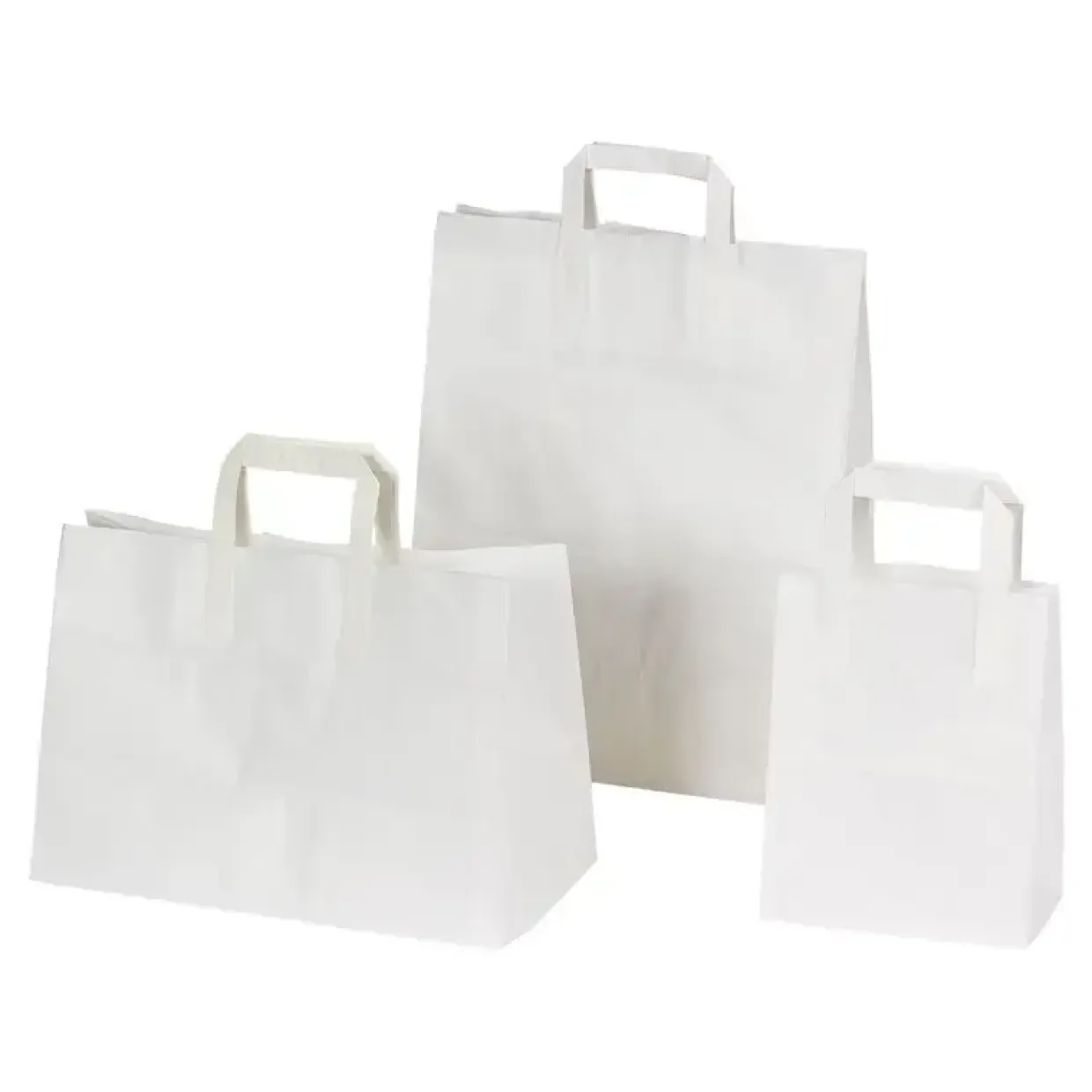 Papirsposer - Bærepose i hvid 14 L 80 g - 350 x 170 x 245 mm 200 stk i pakken