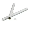 Paprør - Ø 100 x 2 x 750 mm hvid med låg - 10 stk