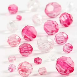 Perler facetperlemix, str. 4-12 mm, pink harmoni, 250g, ca. 860 stk.