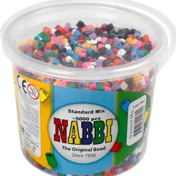 Perler størrelse 5 x 5 mm - hulstr. 2,5 mm - standardfarver - 5000 assorteret