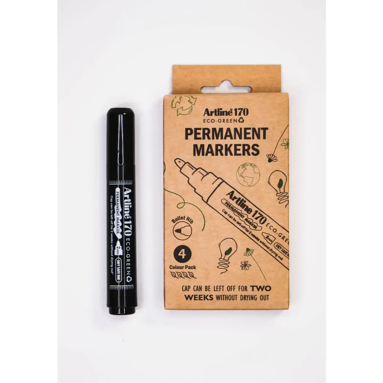 Permanent marker - Artline ECO-GREEN 170 - 2,0 mm - Sort - 4 stk