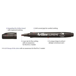 Permanent Marker - Artline Supreme 1,0 mm Rund Spids - Sort - Køb minimum 12 stk.
