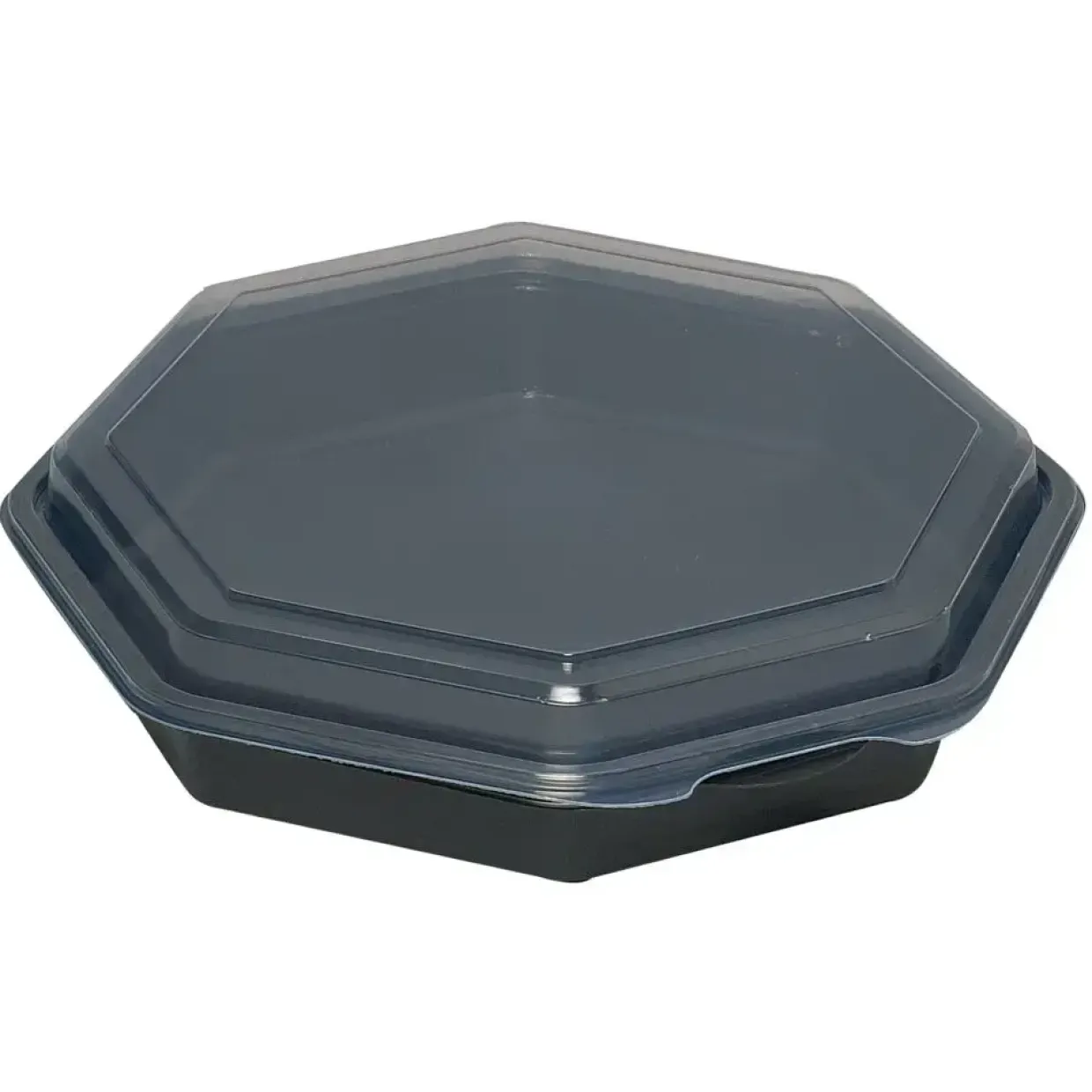 Plastbakke, Octaview, sort, med hængslet låg, 1000 ml - 190 stk