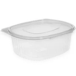 Plastbæger Verive 500 ml oval hængslet låg 150x124x55 mm RPET Klar - 9 ps x 50 stk/krt