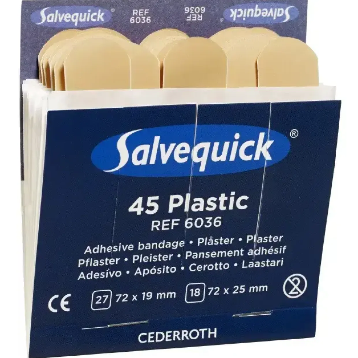 Plaster finger - Cederroth - Refill - Beige - 6 æsker - Indeholder 45 plastre - Køb minimum 6 stk.