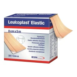 Plaster, Leukoplast, lys hudfarvet, elastisk, 8 cm x 5 m